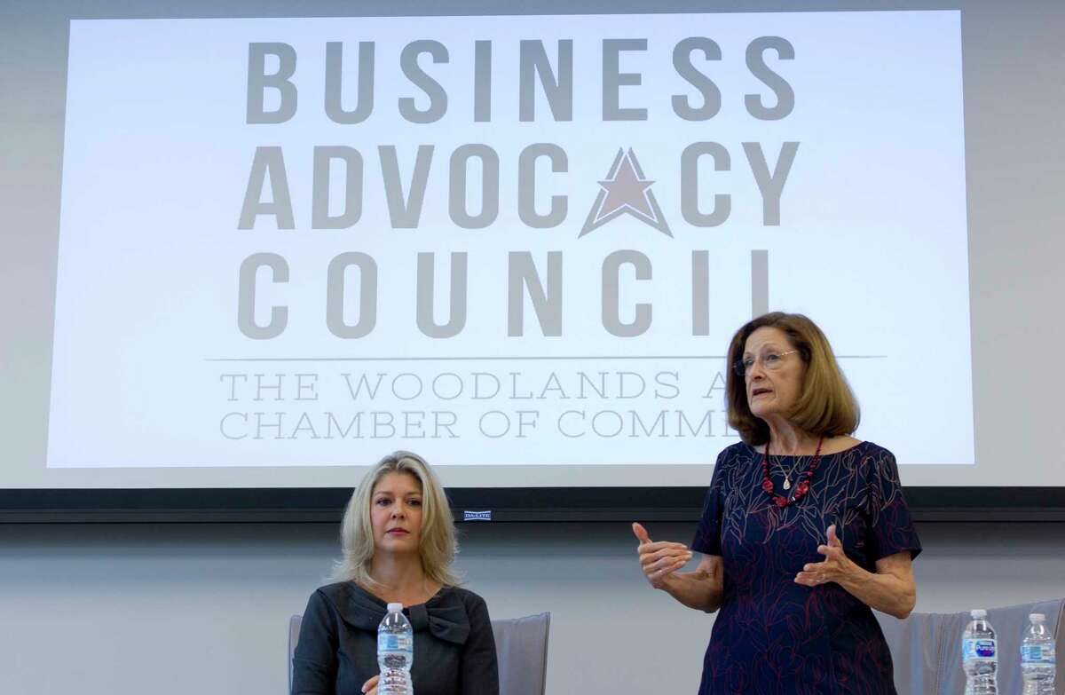 Carol Stromatt, won her seat on The Woodlands Township Board of Directors,after defeating incumbent Laura Fillault on Nov. 7. In this photograph, she speaks during a candidate forum at The Woodlands Area Chamber of Commerce, Friday, Sept. 22, 2017, in The Woodlands.