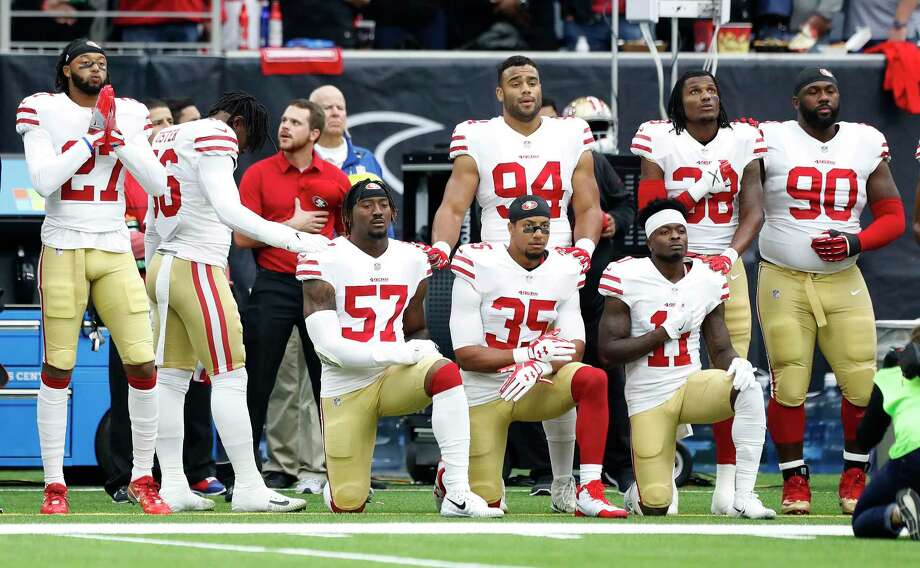 49ers players kneel during national anthem before Texans game SFGate