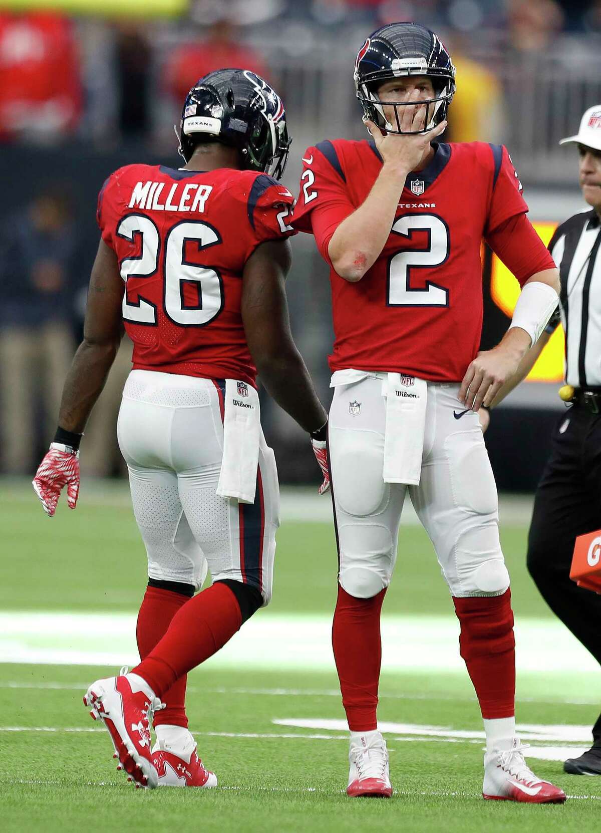 JOHN McCLAIN GRADES THE TEXANS AFTER LOSS TO 49ERS Quarterback A concussion sidelined Tom Savage. T.J. Yates engineered two 75-yard touchdown drives that ended with scoring passes to DeAndre Hopkins. They failed to score on their last five possessions. Grade: C