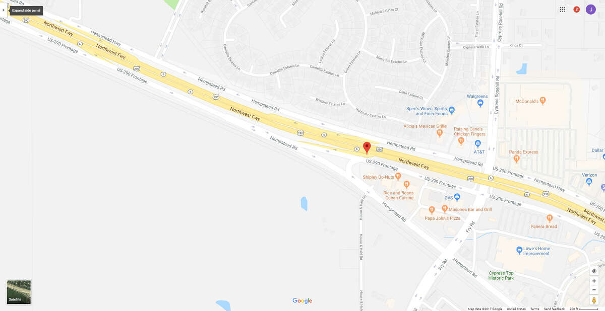 FILE - A screenshot of a Google Maps image of the 24800 block of the Northwest Freeway in Cypress, Texas. On Dec. 12, 2017, Harris County Sheriff's deputies reported a man suffered a gunshot wound at an area gun range.