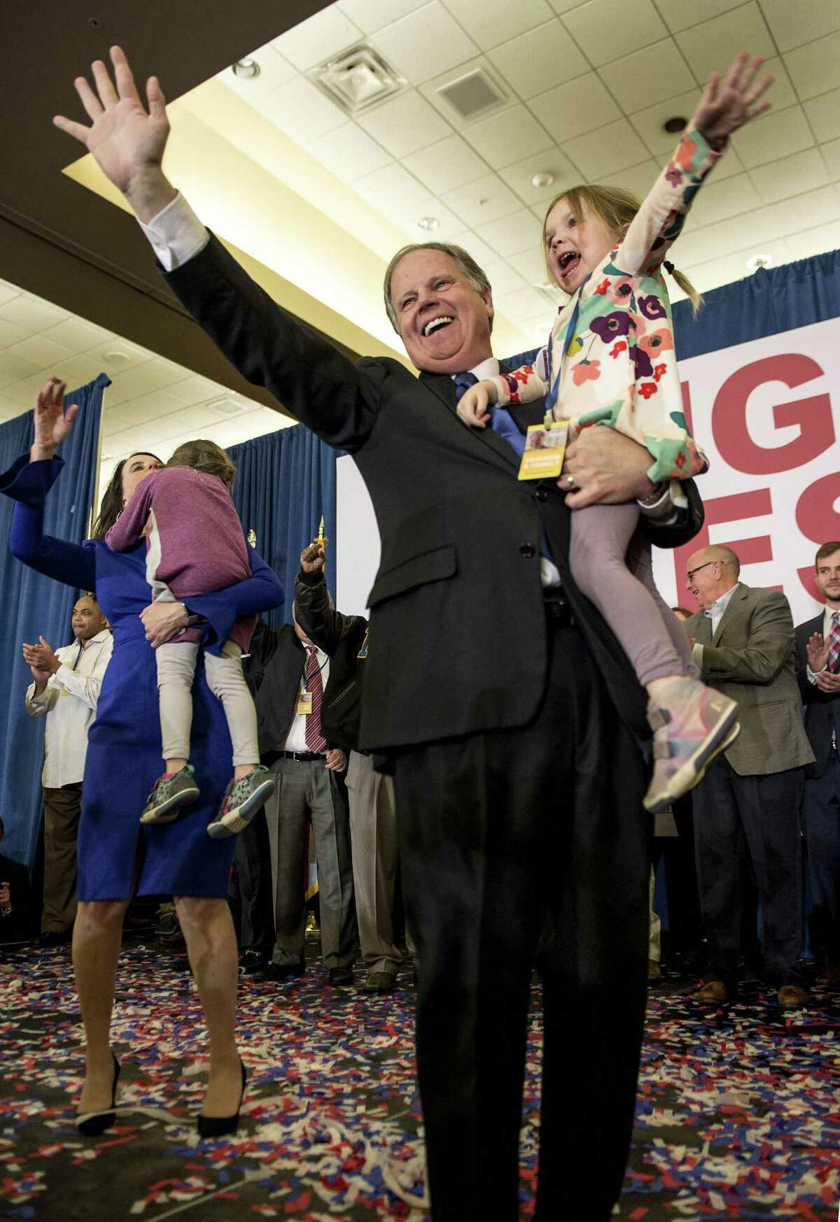 Senator-elect Doug Jones takes the stage after he won the Alabama Special Election for U.S. Senate on Dec. 12, 2017 in Birmingham, Ala.