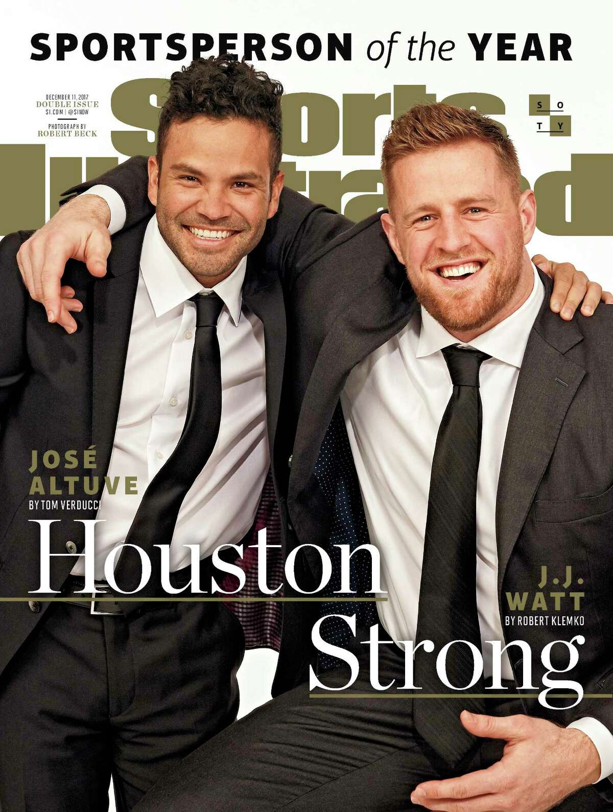 2017 Sports Illustrated Sportsperson of the Year  The Houston Astros' Jose Altuve and Houston Texans defensive end J.J. Watt were honored for a combination of on-field performance and civic contributions in the wake of Hurricane Harvey. 