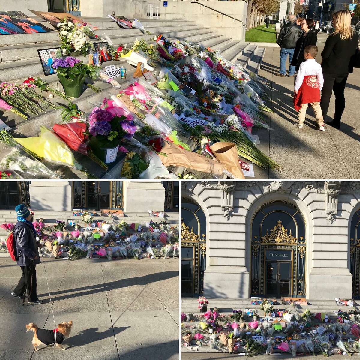 A memorial for Mayor Ed Lee continues to grow as mourners leave flowers, notes and photos on the steps of San Francisco City Hall.