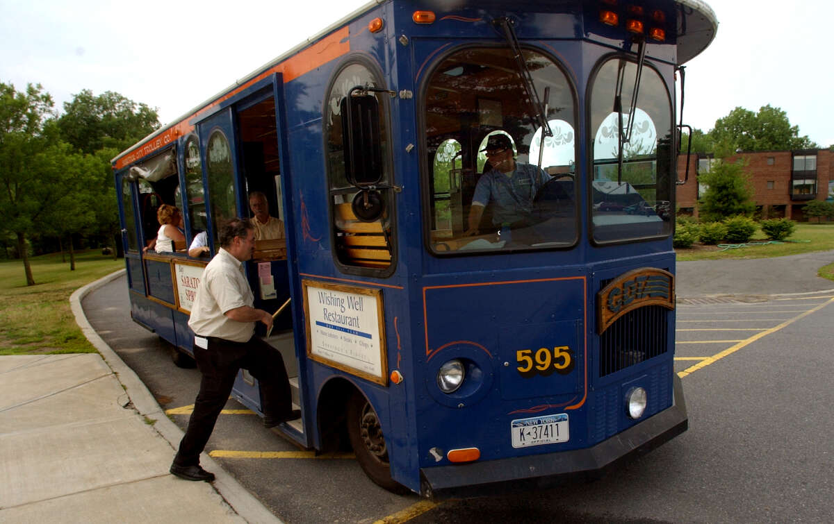 The CDTA Trolley stops at the Tang Museum at Skidmore College in Saratoga Springs, N.Y. (Times Union staff photo by Cindy Schultz)