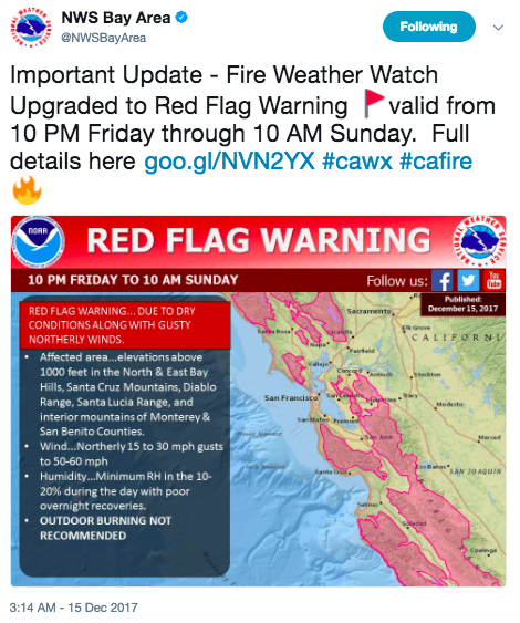 Red-flag warning issued indicating extreme fire danger for North and ...