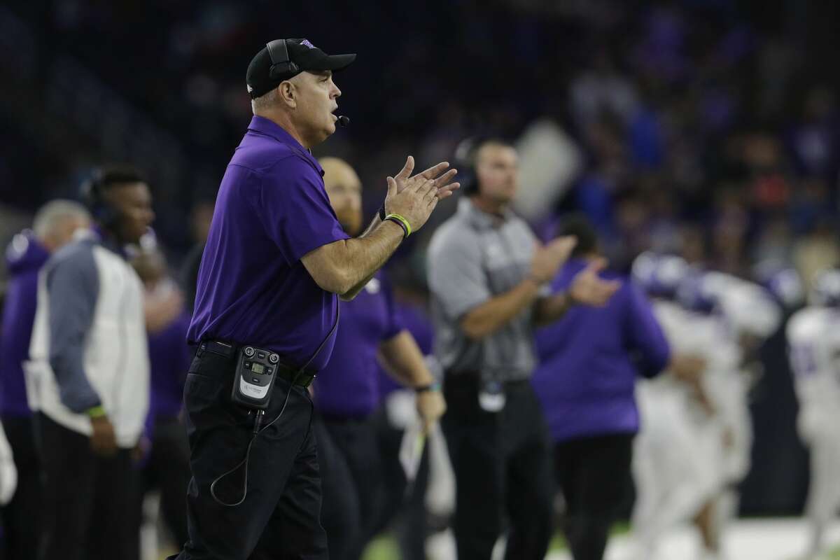 Angleton Wildcats head coach Ryan Roark reacts on the sideline in the fourth quarter during the high school football semifinal playoff playoff game between the Manvel Mavericks and the Angleton Wildcats at NRG Stadium in Houston, TX on Friday, December 15, 2017.