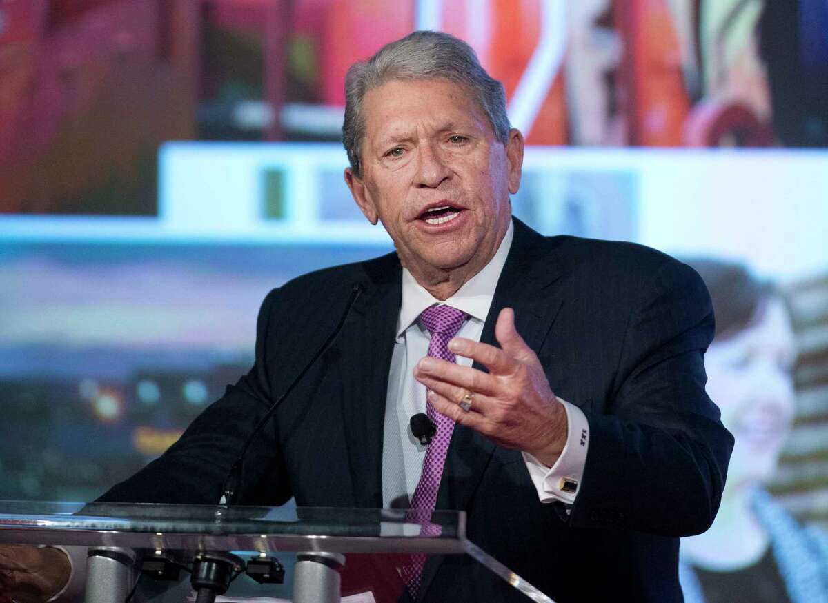 FILE - In this Thursday, May 14, 2015, file photo, then-Canadian Pacific Railway CEO Hunter Harrison speaks at the company's annual meeting in Calgary, Alberta. Harrison, the president CEO of railroad giant CSX, has died, the company announced Saturday, Dec. 16, 2017. He was 73 years old. CSX confirmed Harrison?’s death in a statement, saying his death was caused by ?“unexpectedly severe complications?” from a recent illness. His death comes only a couple days after the company announced he was taking an unplanned medical leave of absence. (Larry MacDougal/The Canadian Press via AP, File) ORG XMIT: NY131
