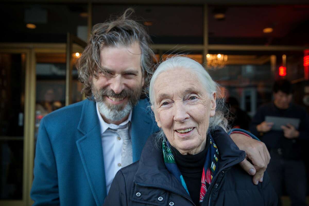 Anthropologist Jane Goodall and director Brett Morgen before a special screening of Jane at the Vogue Theatre in San Francisco, California, USA 17 Dec 2017.