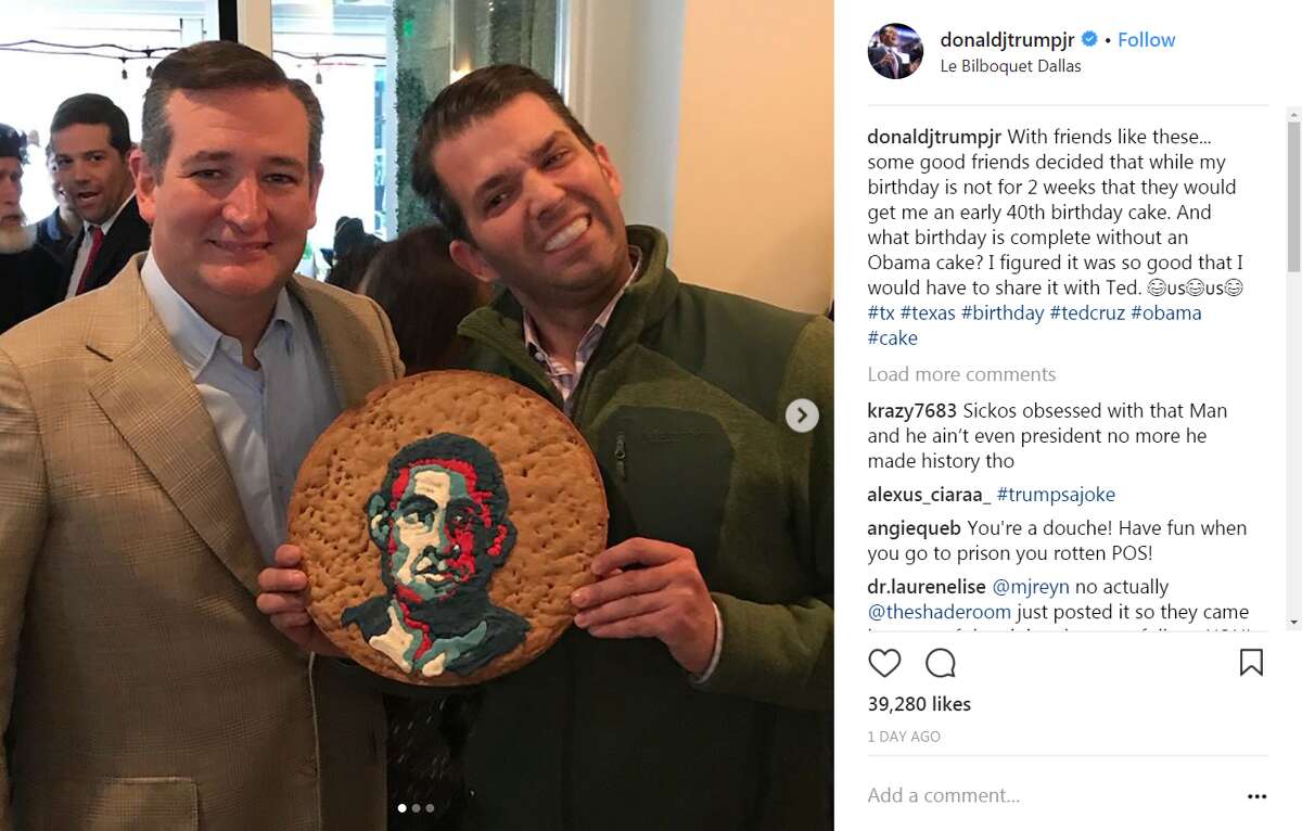 The owner of the restaurant where Ted Cruz and Donald Trump Jr. snapped a photo holding an Obama cookie cake apologized on Instagram. See nine interesting facts about Donald Trump Jr.