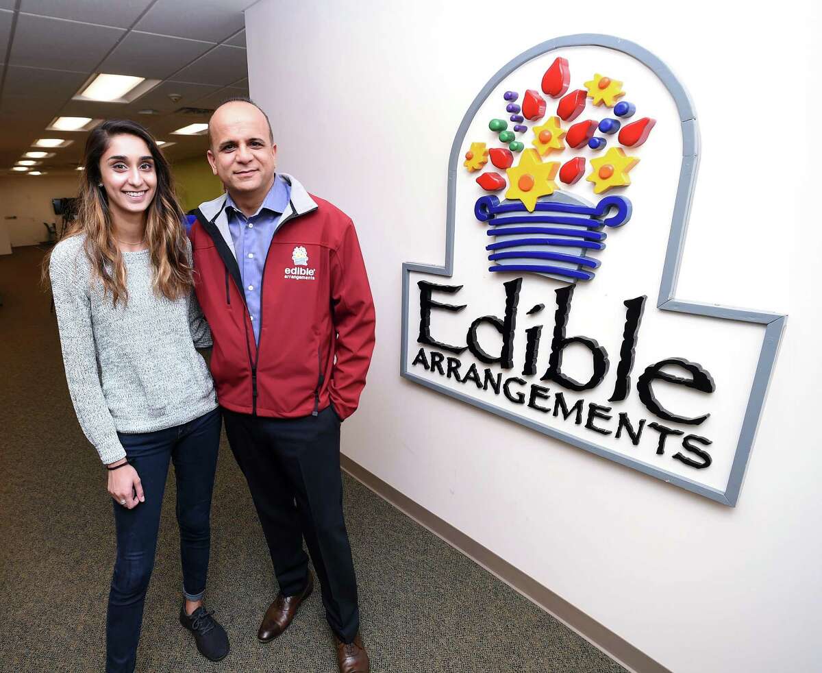 Edible Arrangements CEO Tariq Farid with daughter Somia Farid in May 2017 at the franchisor’s Wallingford, Conn. headquarters.