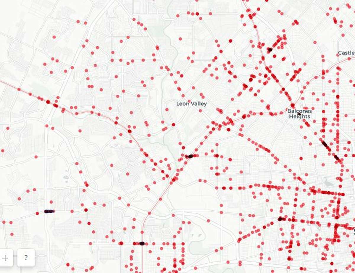 A new interactive map show which areas of San Antonio are most dangerous for pedestrians.