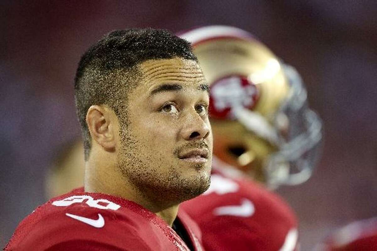 Jarryd Hayne, a former player for the San Francisco 49ers, watches the end of a preseason game from the sidelines against the Dallas Cowboys on August 23, 2015 at Levi’s Stadium in Santa Clara, California.