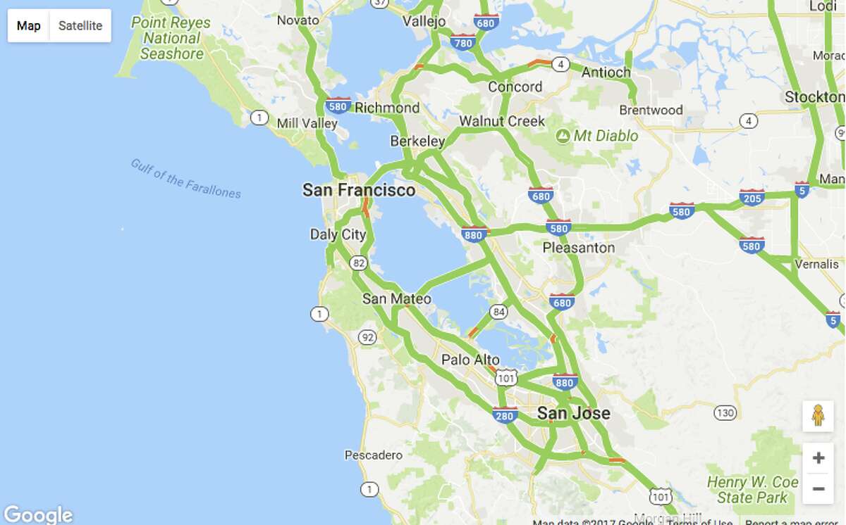 Traffic Map Bay Area Did Everyone Take Today Off? This Friday Morning Commute Map Shows No  Traffic Around The Sf Bay Area