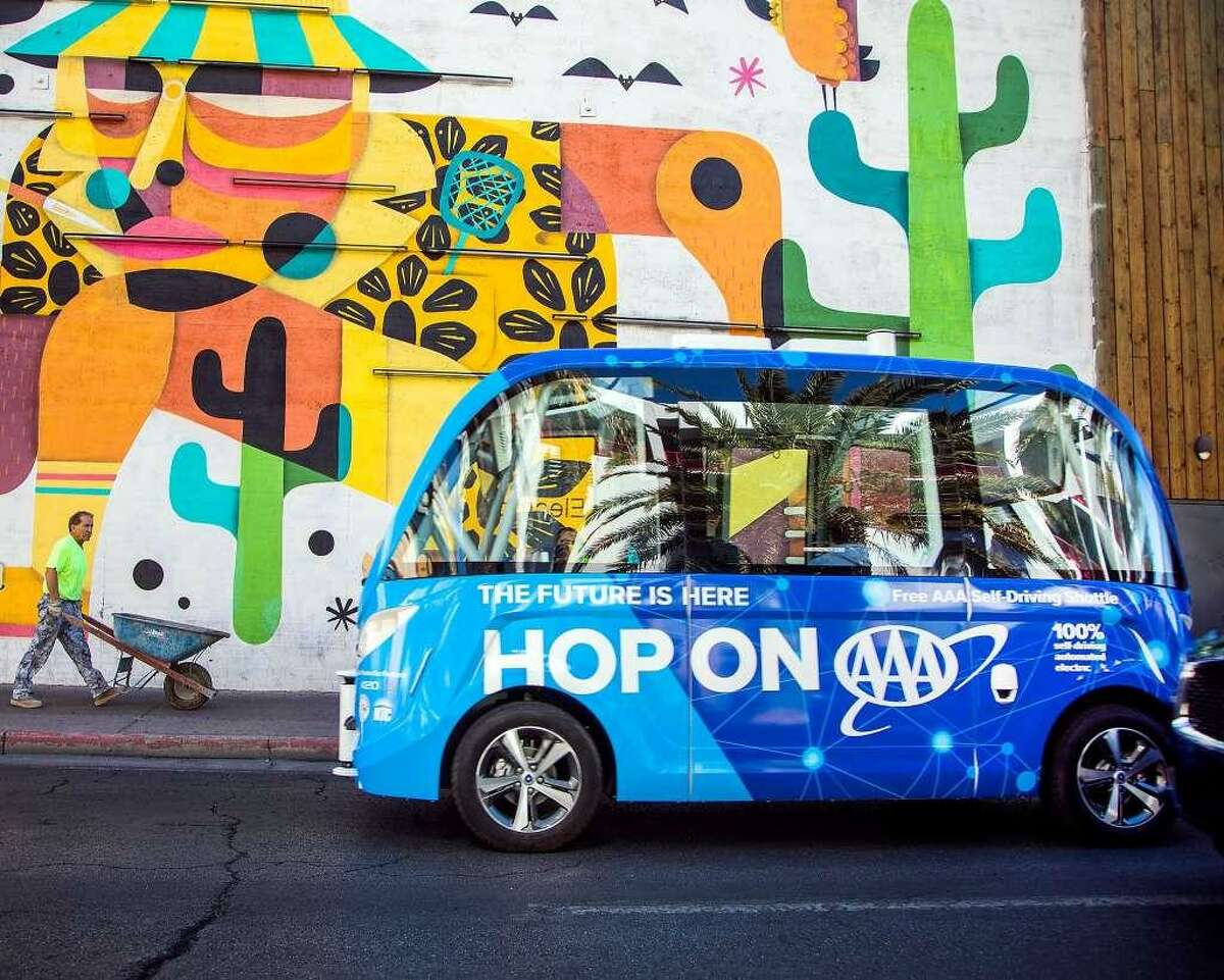 The AAA auto club is operating a self-driving shuttle in downtown Las Vegas.