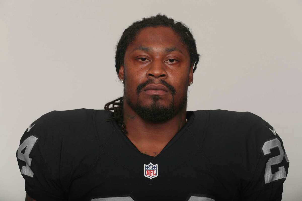 This is a 2017 photo of Marshawn Lynch of the Oakland Raiders NFL football team. This image reflects the Oakland Raiders active roster as of Monday, June 12, 2017 when this image was taken. (AP Photo)