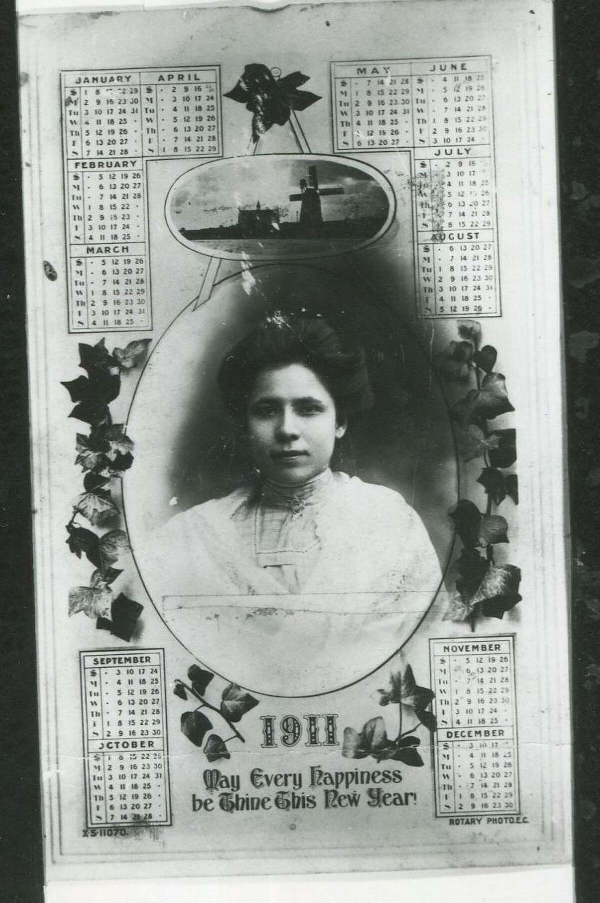 This 1911 calendar, distributed as a New Year’s card, features a portrait of journalist and civil rights activist Jovita Idar.
