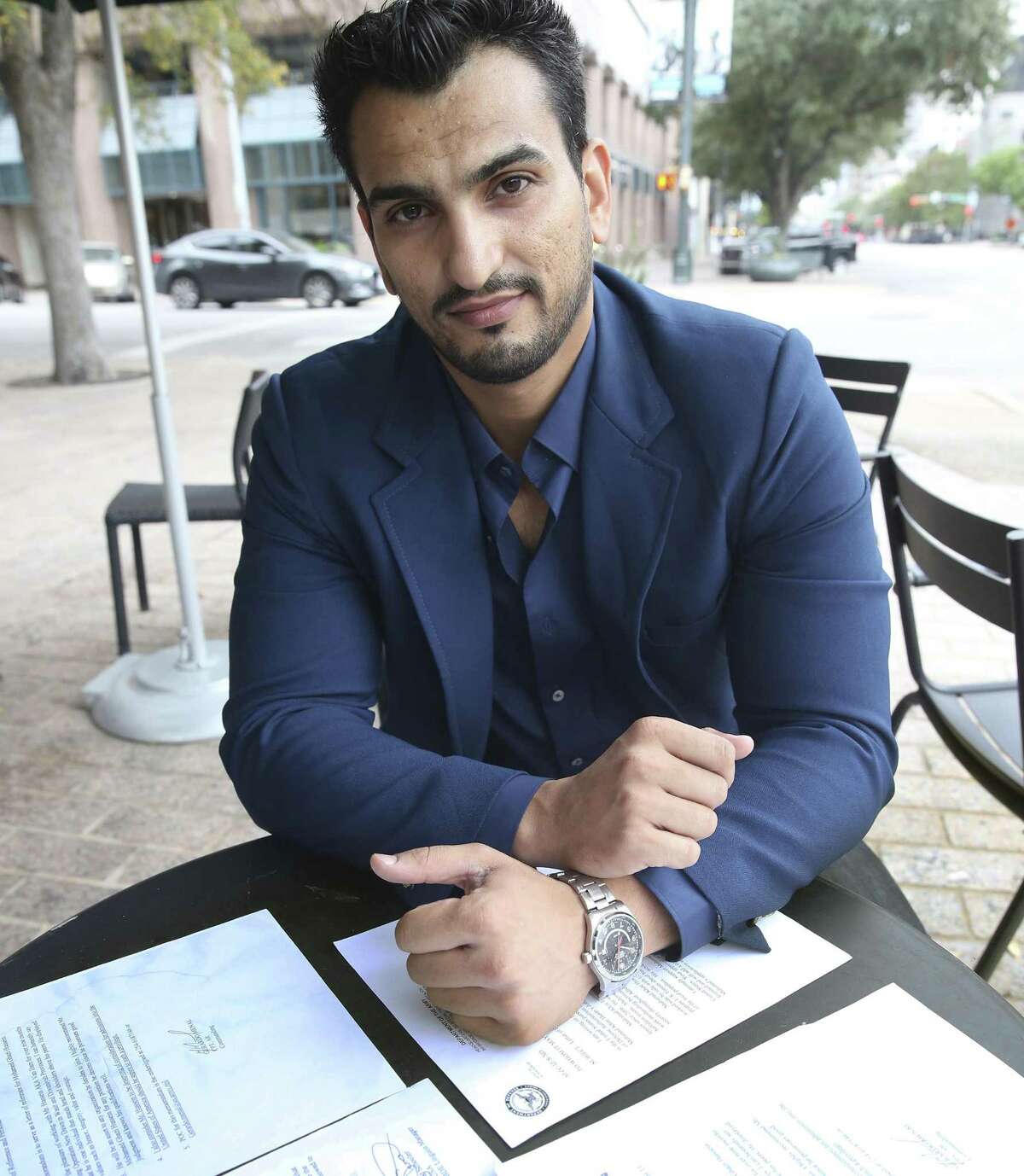 “I always enjoyed it because I want to help people,” Mohanad Albdairi says of his five years serving U.S. forces in Iraq as an interpreter. He is unable to serve in the Reserve or Guard forces, and active duty — which comes with its own set of obstacles for immigrants — is not an option for him.
