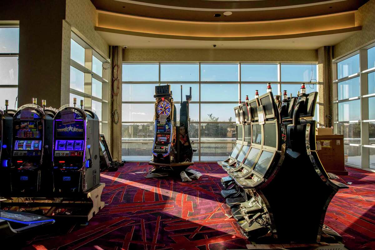 Electronic slot machines at the Resorts World Catskills, which is looking to open in February, in Monticello, N.Y., Dec. 17, 2017. Proponents say the $1.2 billion casino resort will revive Sullivan County, a once-booming area known as the borscht belt for its hotels, bungalow colonies and performers, appealing to Jewish vacationers. (Johnny Milano/The New York Times)