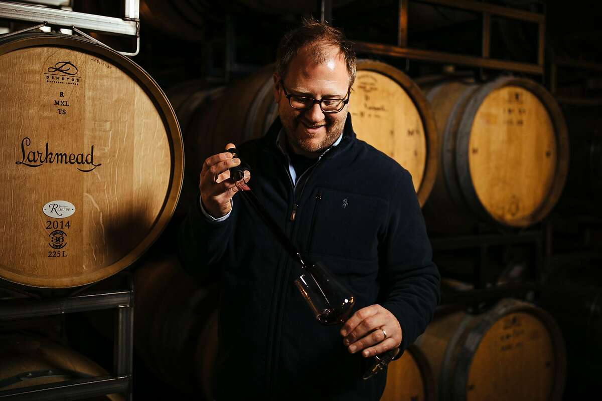 Dan Petroski in the cellar at Larkmead Vineyards in Calistoga in 2017.