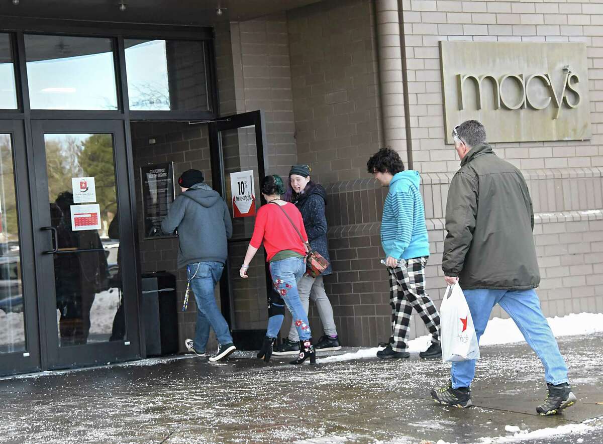 Shoppers enter Macy's at Colonie Center on Tuesday, Dec. 26, 2017 in Colonie, N.Y. After-Christmas sales and returns make this a busy shopping day. (Lori Van Buren / Times Union)