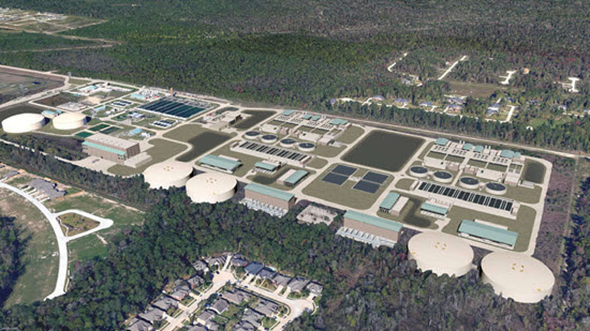 An artist rendering shows the expanded Northeast Water Purification Plant near Lake Houston expected to be completed in 2024.