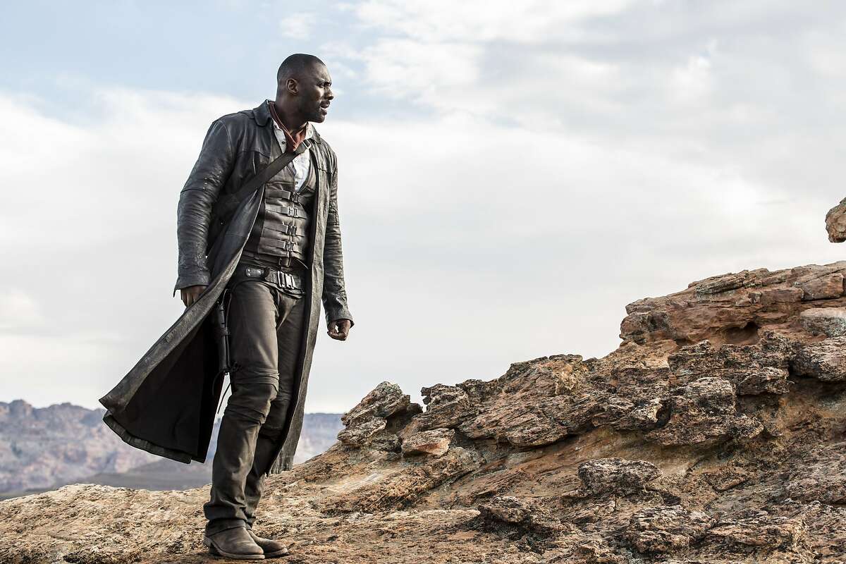 This image released by Sony Pictures shows Idris Elba in the Columbia Pictures film, "The Dark Tower." (Ilze Kitshoff/Columbia Pictures/Sony via AP)