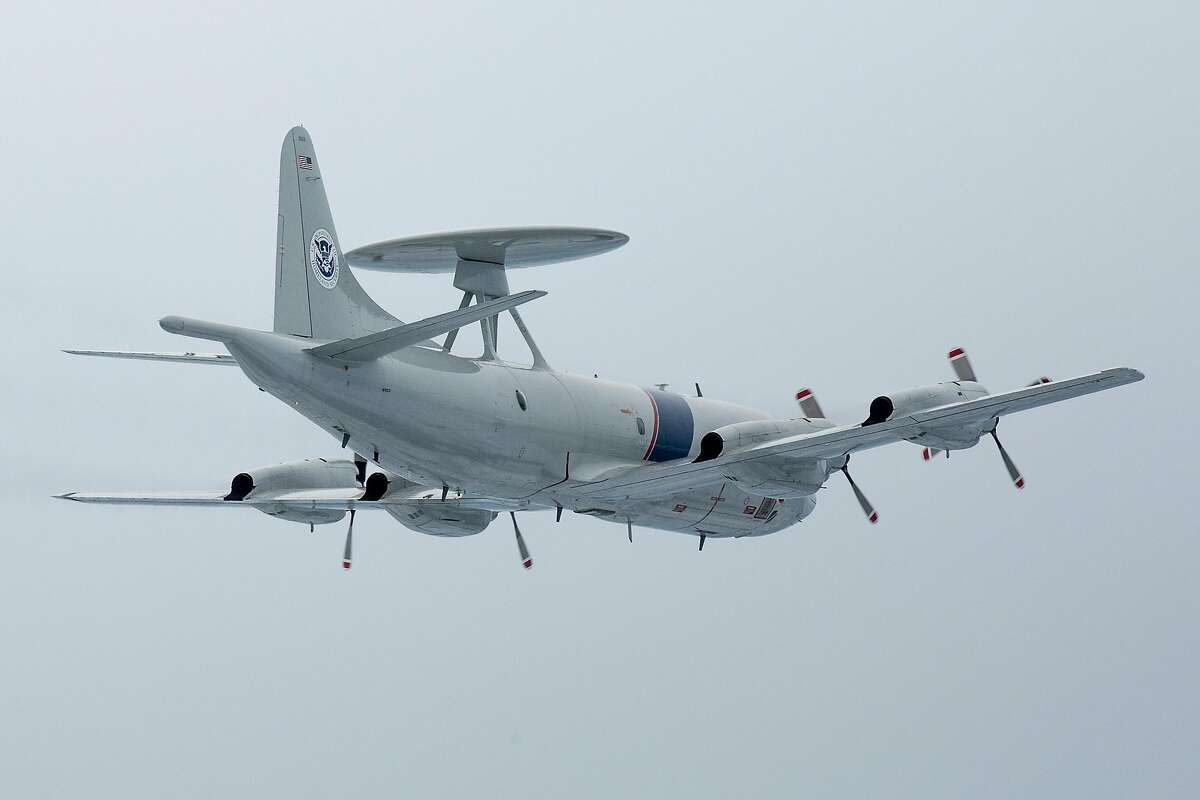 An undated handout photo of a P-3 Orion surveillance plane, which patrols more than 42 million square miles in the Gulf of Mexico, the Caribbean Sea and the Pacific Ocean. Set up to defend the United States, the Homeland Security Department is increasingly going beyond American borders to fight foreign threats from abroad. (Customs and Border Protection, Office of Air and Marine via The New York Times) -- FOR EDITORIAL USE ONLY --