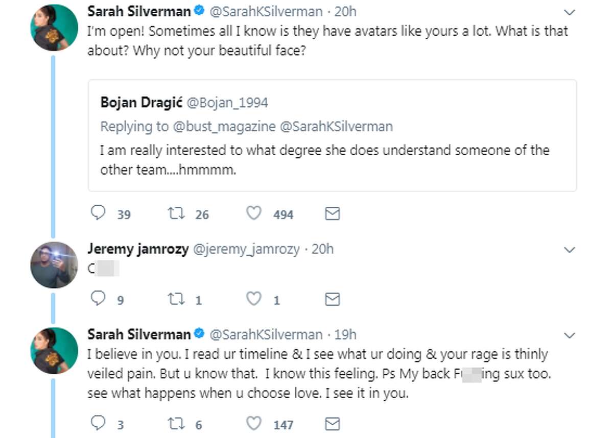 Threads of negative reactions beneath celebrity tweets is nothing out of the ordinary, but an exchange between Sarah Silverman and a San Antonio man had a much more postive ending.