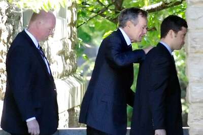 Former President Bush Pays Final Respects To Brother In Greenwich