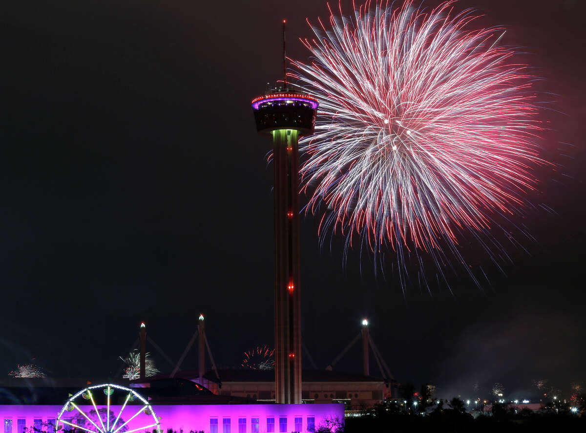 A view of the fireworks during San Antonio's "Celebrate 300" New Year's Eve festival held Monday Jan. 1, 2018.