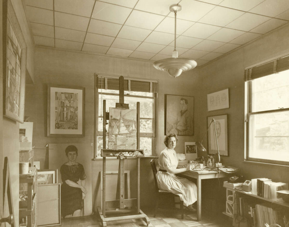 Artist Stella Sullivan in her Houston studio in 1951.