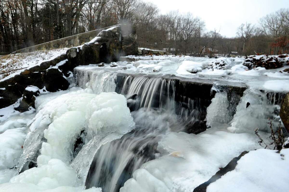 The recent cold weather has turned the Bendel's Pond waterfall into a semi-frozen winterscape. Photographed at the Stamford Museum & Nature Center on Scofieldtown Road in Stamford, Conn. on Tuesday, Jan. 2, 2017.