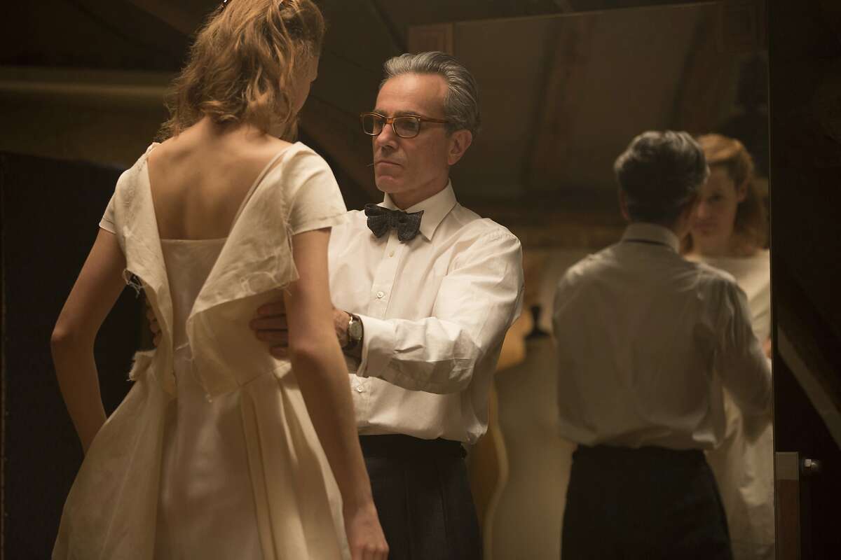 In this image released by Focus Features, Vicky Krieps, left, and Daniel Day-Lewis appear in a scene from "Phantom Thread." (Laurie Sparham/Focus Features via AP)