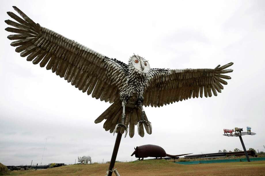 Metal menagerie off Texas 288 springs from the mind of artloving owner of Texas Pipe & Supply