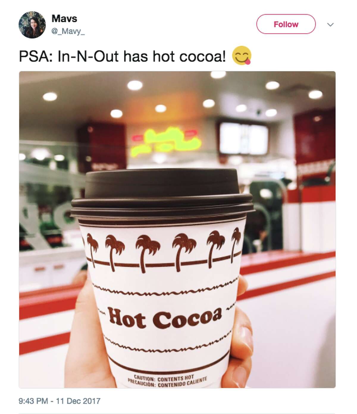 In-N-Out adds its first new menu item in a decade: hot cocoa