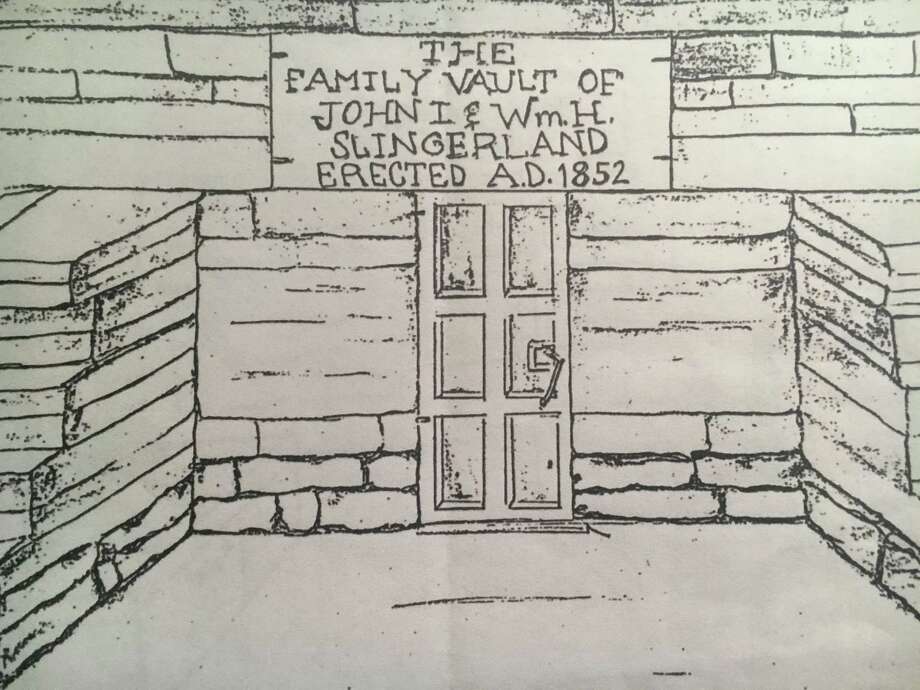 A hand sketch of the design of the Slingerland family vault, which was built in 1852, a decade before the death of family patriarch John I. Slingerland.&nbsp; Photo: Courtesy Slingerland Family