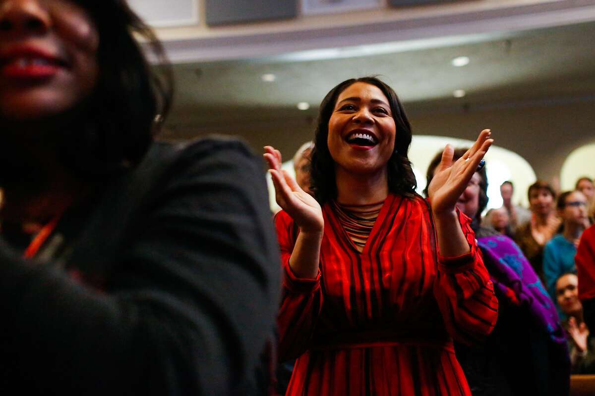 Acting Mayor London Breed participates in Glide Memorial Church's Christmas Eve morning service in San Francisco, Calif., on Sunday, Dec. 24, 2017.