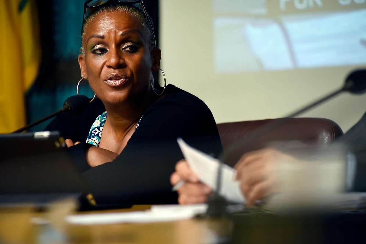 Council chairperson Desley Brooks speaks during an Oakland City Council public city committee meeting discussing African-American recruitment and retention in police force, at City Hall in Oakland, CA Friday, October 13, 2015.