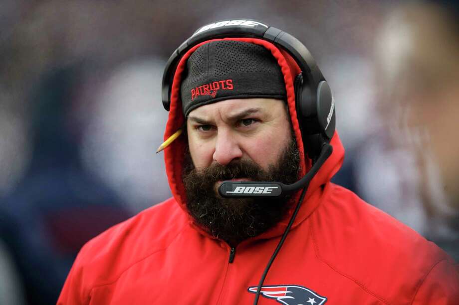 FILE - In this Dec. 31, 2017, file photo, New England Patriots defensive coordinator Matt Patricia watches from the sideline during the first half of an NFL football game against the New York Jets, in Foxborough, Mass. The New York Giants have interviewed New England Patriots defensive coordinator Matt Patricia for their vacant head coaching job. Patricia met with new general manager Dave Gettleman, Giants co-owner John Mara and assistant general manager Kevin Abrams on Friday, Jan. 5, 2018,  in Foxborough, Mass.(AP Photo/Charles Krupa, File) Photo: Charles Krupa / Copyright 2017 The Associated Press. All rights reserved.