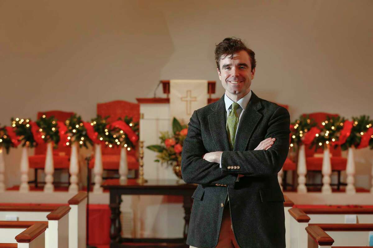 Rev. Jonathan C. Page is an openly gay pastor of First Congregational Church Tuesday, Jan. 2, 2018, in Houston. Rev. Page uses the church websites to communicate their policies. ( Steve Gonzales / Houston Chronicle )