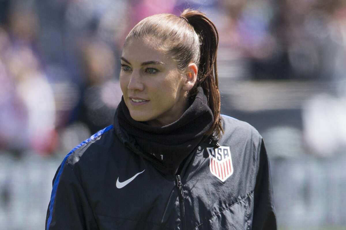 FILE - In this April 10, 2016, file photo, United States' Hope Solo waits for the team's international friendly soccer match against Colombia in Chester, Pa. Former national team goalkeeper Solo says she�s running for president of U.S. Soccer. Solo made the announcement Thursday night, Dec. 7, 2017, on Facebook. It comes less than a week after current U.S. Soccer Federation President Sunil Gulati said he will not seek a fourth term. His decision came in the wake of the October failure of the U.S. men's team to qualify for the 2018 World Cup. (AP Photo/Chris Szagola, File)