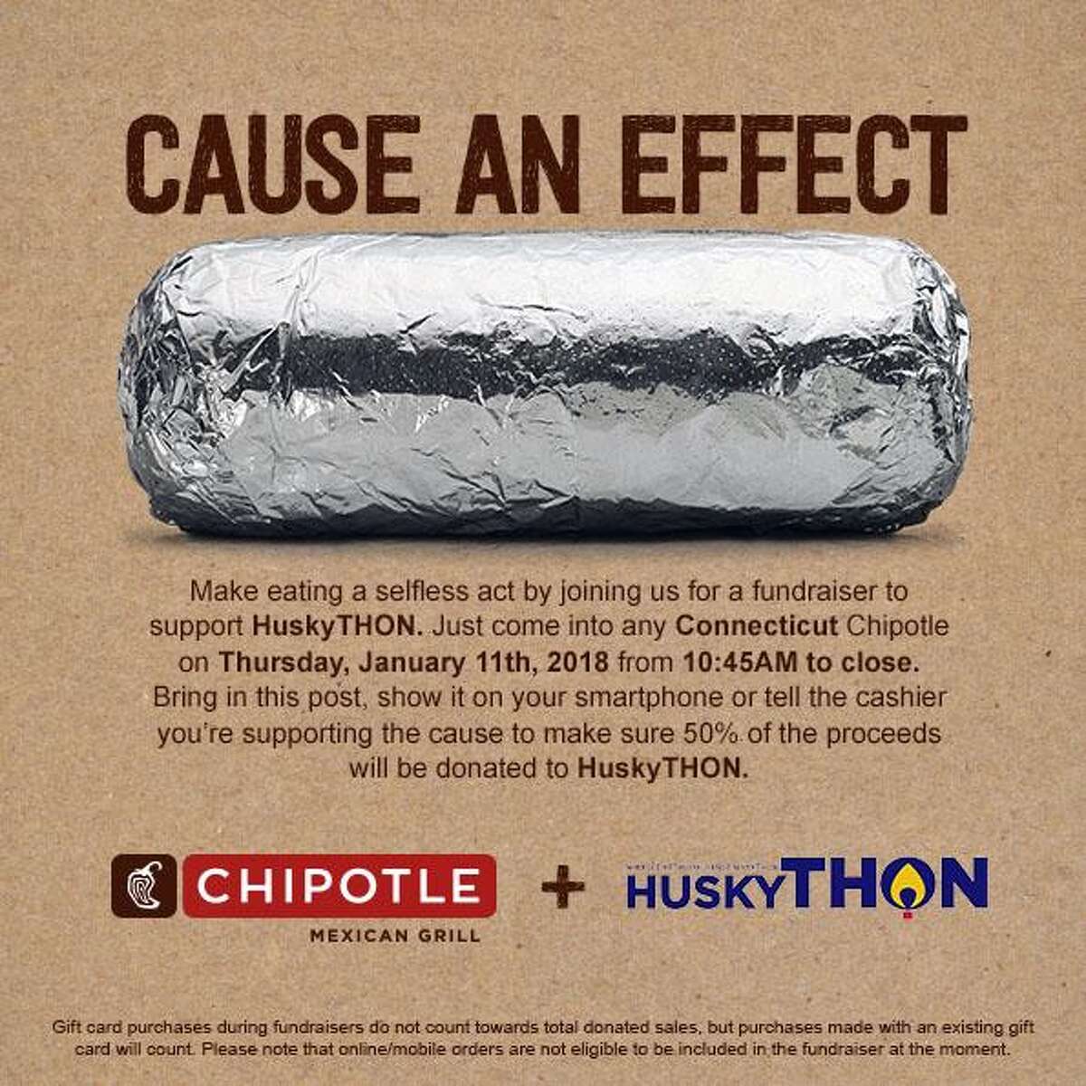 Chipotle fundraiser to benefit UConn’s HuskyTHON