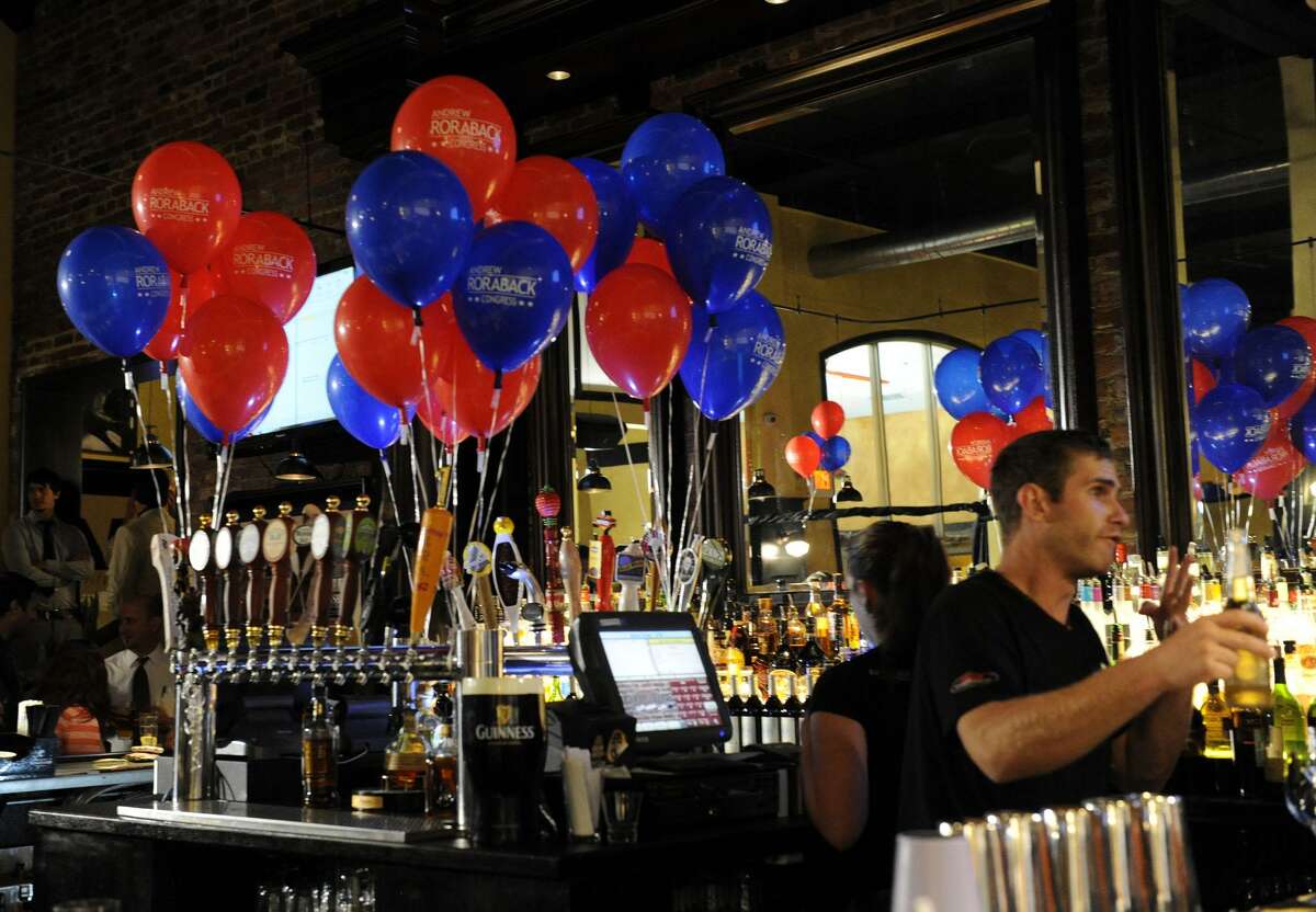 Backstage Restaurant in Torrington was the scene of Andrew Roraback’s primary election party, where the candidate awaited election results on Aug. 14, 2012.