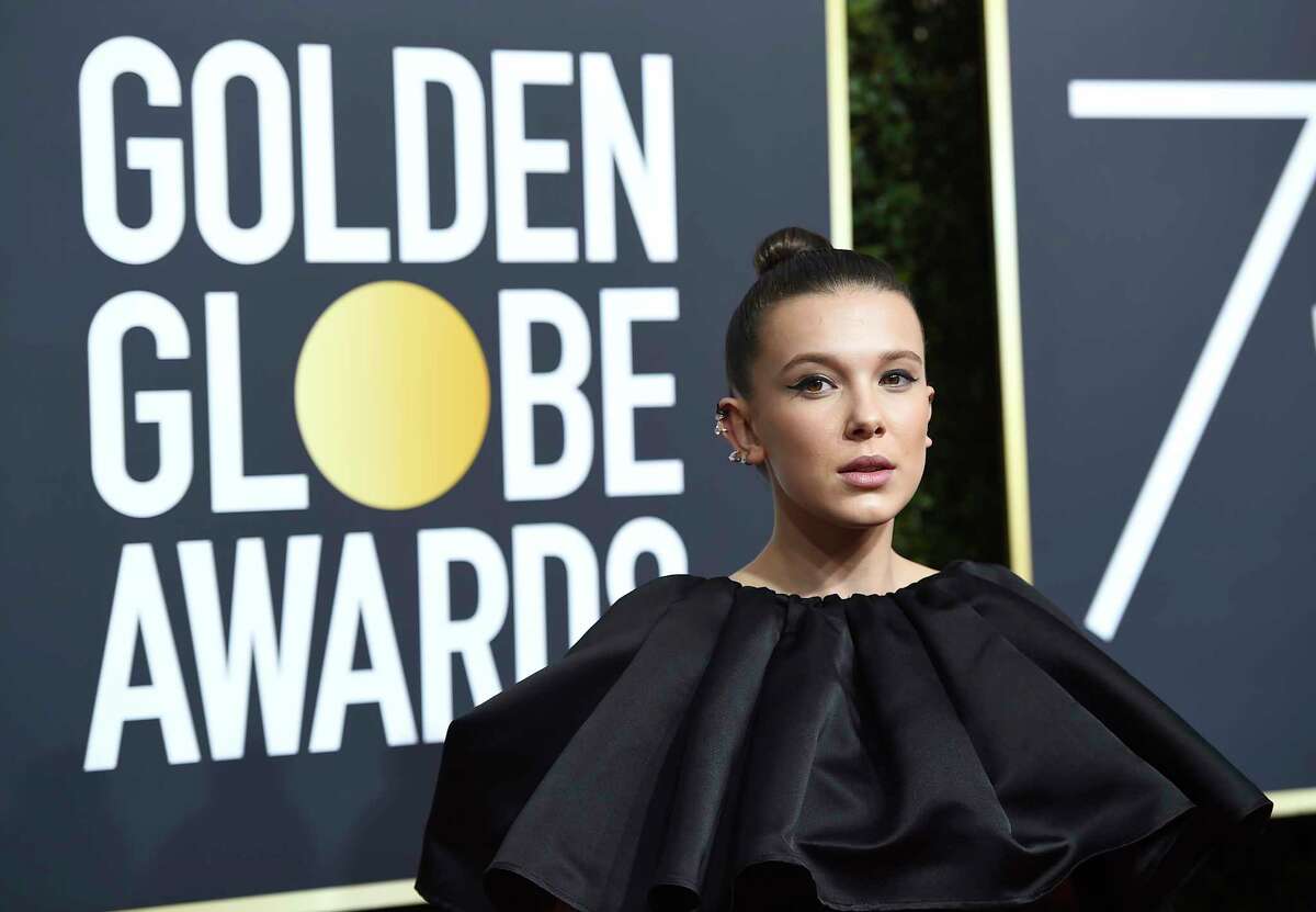 Millie Bobby Brown Wears Black Dress at Golden Globes 2018