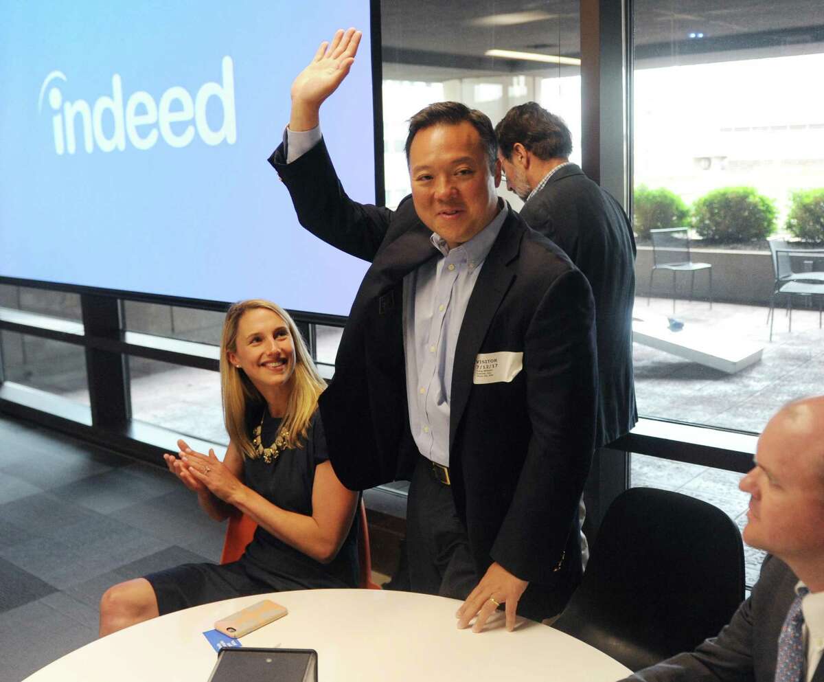 State Rep. William Tong attends a job-creation announcement at the Indeed headquarters in Stamford, Conn. Wednesday, July 12, 2017. Online job-search giant Indeed plans to create up to 500 new jobs over the next few years through tens of millions of dollars in company investment and state aid, Gov. Dannel P. Malloy and company executives announced Wednesday.