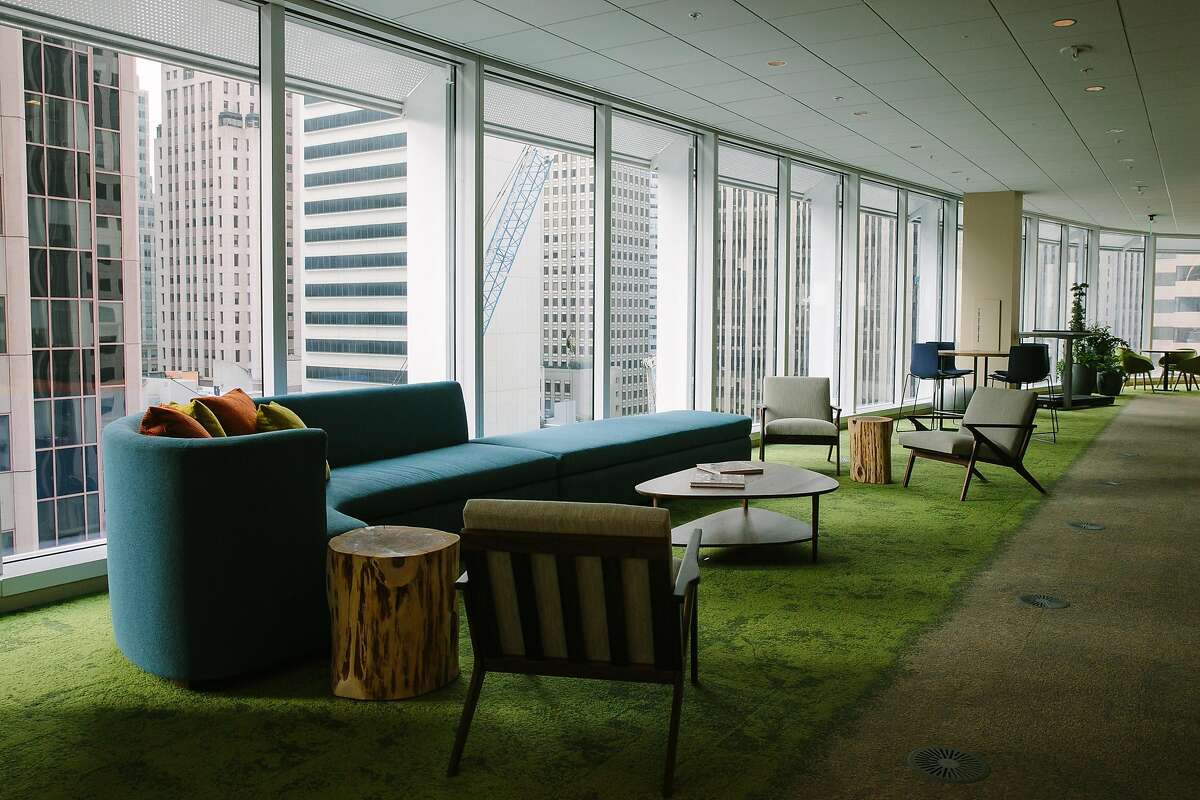 Open seating area seen around the Salesforce offices in the new Salesforce Tower in San Francisco, Calif. Thursday, January 4, 2018.