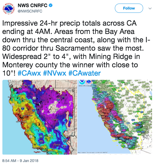 This spot near Big Sur received nearly 10 inches of rain on Monday
