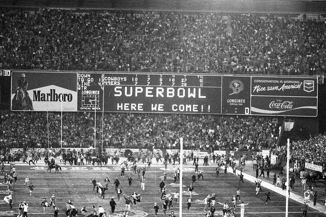 Jan. 10, 1982: The scoreboard after the San Francisco 49ers victory over the Dallas Cowboys at Candlestick Park.