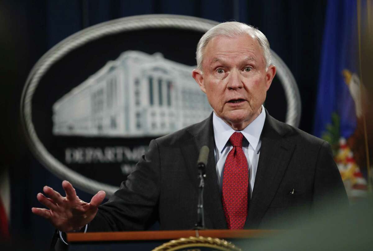 FILE - In this Dec. 15, 2017 file photo, Attorney General Jeff Sessions speaks during a news conference at the Justice Department in Washington. Sessions on Friday launched a review of a little-known but widely used practice of immigration judges closing cases without decisions, potentially reshaping immigration courts and putting hundreds of thousands of people in greater legal limbo. (AP Photo/Carolyn Kaster)