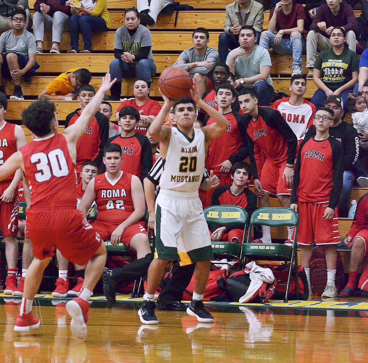 Joseph Garcia scored 14 points for Nixon in the Mustangs’ 82-64 win on Tuesday night against Roma.